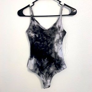 Black and White Watercolor Tiedye Tank Body Suit